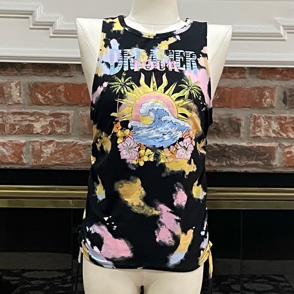 Dreamer y2k colorful splatter dye and black top / S / Excellent condition - Picture 3 of 16